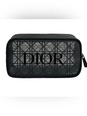 Dior 2025 Black Mesh Logo Cosmetic Case
